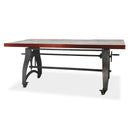 Crescent Industrial Dining Table - Adjustable Height - Casters - Rustic Mahogany Dining Table Rustic Deco