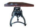 Crescent Industrial Dining Table - Adjustable Height - Casters - Rustic Mahogany - Rustic Deco Incorporated