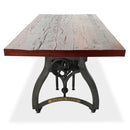 Crescent Industrial Dining Table - Adjustable Height - Casters - Rustic Mahogany Dining Table Rustic Deco