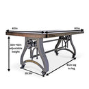 Crescent Industrial Dining Table - Adjustable Height - Casters - Walnut Dining Table Rustic Deco