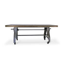 Crescent Industrial Dining Table - Adjustable Height - Casters - Walnut Dining Table Rustic Deco