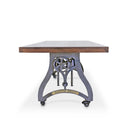 Crescent Industrial Dining Table - Adjustable Height - Casters - Walnut Dining Table Rustic Deco