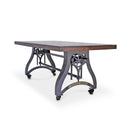 Crescent Industrial Dining Table - Adjustable Height - Casters - Walnut Dining Table Rustic Deco