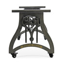 Crescent Industrial Dining Table Base - Adjustable Height - Casters - Cast Iron DIY Rustic Deco
