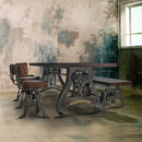 Crescent Industrial Dining Table Base - Adjustable Height - Casters - Cast Iron DIY Rustic Deco