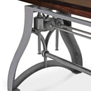 Crescent Writing Table Desk - Adjustable Height Base - Dark Walnut Top - Rustic Deco Incorporated