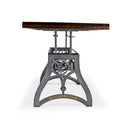 Crescent Writing Table Desk - Adjustable Height Base - Dark Walnut Top - Rustic Deco Incorporated