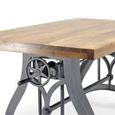 Crescent Writing Table Desk - Adjustable Height Metal Base - Natural Top - Rustic Deco Incorporated