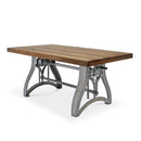 Crescent Writing Table Desk - Adjustable Height Metal Base - Natural Top - Rustic Deco Incorporated