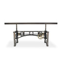 Harvester Industrial Executive Desk - Iron Adjustable Base – Driftwood Top - Knox Deco - Desks