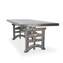 Harvester Industrial Executive Desk - Iron Adjustable Base – Driftwood Top - Knox Deco - Desks