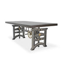 Harvester Industrial Executive Desk - Iron Adjustable Base – Driftwood Top - Knox Deco - Desks