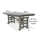 Harvester Industrial Executive Desk - Iron Adjustable Base – Driftwood Top - Knox Deco - Desks