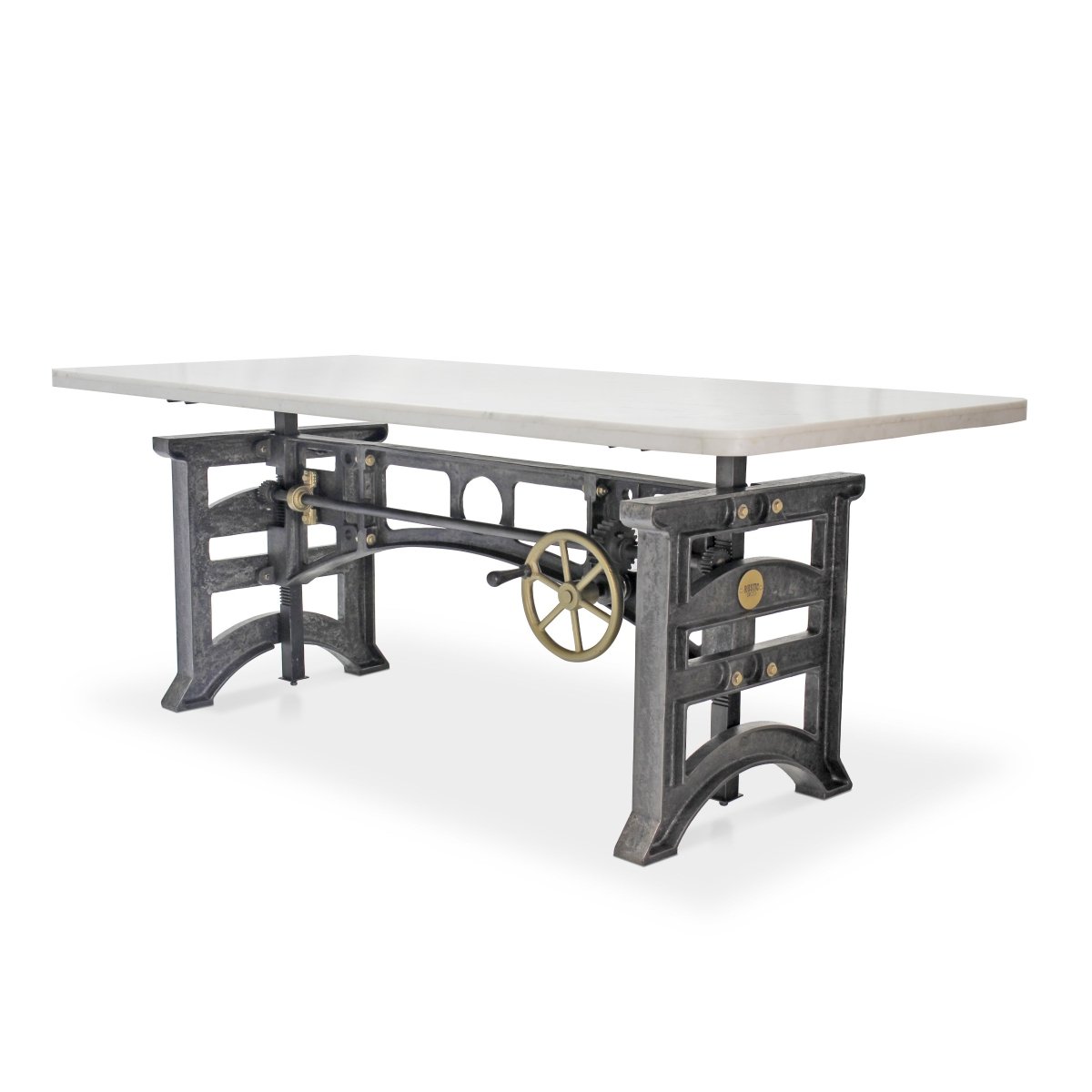 Harvester Industrial Executive Desk - Cast Iron Adjustable Base