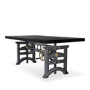 Harvester Industrial Executive Desk - Iron Adjustable Base – Rustic Ebony - Knox Deco - Desks