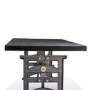 Harvester Industrial Executive Desk - Iron Adjustable Base – Rustic Ebony - Knox Deco - Desks