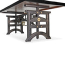 Harvester Industrial Executive Desk - Iron Adjustable Base – Rustic Ebony - Knox Deco - Desks