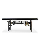 Harvester Industrial Executive Desk - Iron Adjustable Base – Rustic Ebony - Knox Deco - Desks