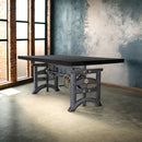 Harvester Industrial Executive Desk - Iron Adjustable Base – Rustic Ebony - Knox Deco - Desks