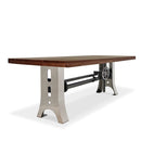 Industrial Dining Table Polished Stainless Steel Adjustable Height - Walnut - Knox Deco - Tables