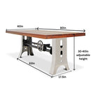 Industrial Dining Table Polished Stainless Steel Adjustable Height - Walnut - Knox Deco - Tables