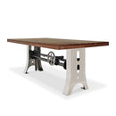 Industrial Dining Table Polished Stainless Steel Adjustable Height - Walnut - Knox Deco - Tables