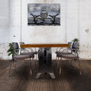 Industrial Dining Table Polished Stainless Steel Adjustable Height - Walnut - Knox Deco - Tables