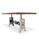 Industrial Dining Table Polished Stainless Steel Adjustable Height - Walnut - Knox Deco - Tables