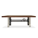 Industrial Dining Table Polished Stainless Steel Adjustable Height - Walnut - Knox Deco - Tables