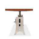 Industrial Dining Table Polished Stainless Steel Adjustable - Natural Hardwood - Knox Deco - Tables