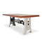 Industrial Dining Table Polished Stainless Steel Adjustable - Natural Hardwood - Knox Deco - Tables
