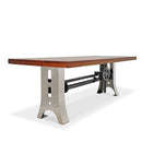 Industrial Dining Table Polished Stainless Steel Adjustable - Natural Hardwood - Knox Deco - Tables