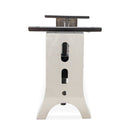 Industrial Dining Table Polished Stainless Steel Adjustable - Natural Hardwood - Knox Deco - Tables