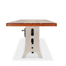 Industrial Dining Table Polished Stainless Steel Adjustable - Natural Hardwood - Knox Deco - Tables
