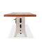 Industrial Dining Table Polished Stainless Steel Adjustable - Natural Hardwood - Knox Deco - Tables