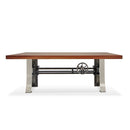 Industrial Dining Table Polished Stainless Steel Adjustable - Natural Hardwood - Knox Deco - Tables
