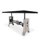 Industrial Dining Table Stainless Steel Adjustable Height - Rustic Ebony - Knox Deco - Tables