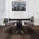Industrial Dining Table Stainless Steel Adjustable Height - Rustic Ebony - Knox Deco - Tables