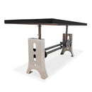 Industrial Dining Table Stainless Steel Adjustable Height - Rustic Ebony - Knox Deco - Tables