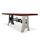 Industrial Dining Table Stainless Steel Adjustable Height - Rustic Mahogany - Knox Deco - Tables