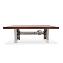 Industrial Dining Table Stainless Steel Adjustable Height - Rustic Mahogany - Knox Deco - Tables