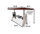 Industrial Dining Table Stainless Steel Adjustable Height - Rustic Mahogany - Knox Deco - Tables