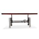 Industrial Dining Table Stainless Steel Adjustable Height - Rustic Mahogany - Knox Deco - Tables