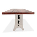 Industrial Dining Table Stainless Steel Adjustable Height - Rustic Mahogany - Knox Deco - Tables