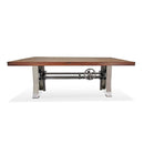Industrial Dining Table Stainless Steel Adjustable Height - Rustic Natural Top - Knox Deco - Tables