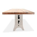 Industrial Dining Table Stainless Steel Adjustable Height - Rustic Natural Top - Knox Deco - Tables