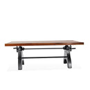 KNOX Adjustable Height Dining Table - Cast Iron Base - Rustic Mahogany Dining Table Rustic Deco