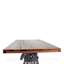 KNOX Adjustable Height Dining Table - Cast Iron Base - Rustic Mahogany Dining Table Rustic Deco
