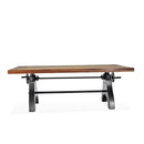 KNOX Adjustable Height Dining Table - Cast Iron Crank Base - Natural Rustic Dining Table Rustic Deco