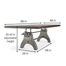 KNOX Adjustable Height Dining Table - Steel Base - 8 ft Walnut Top - Knox Deco - Tables